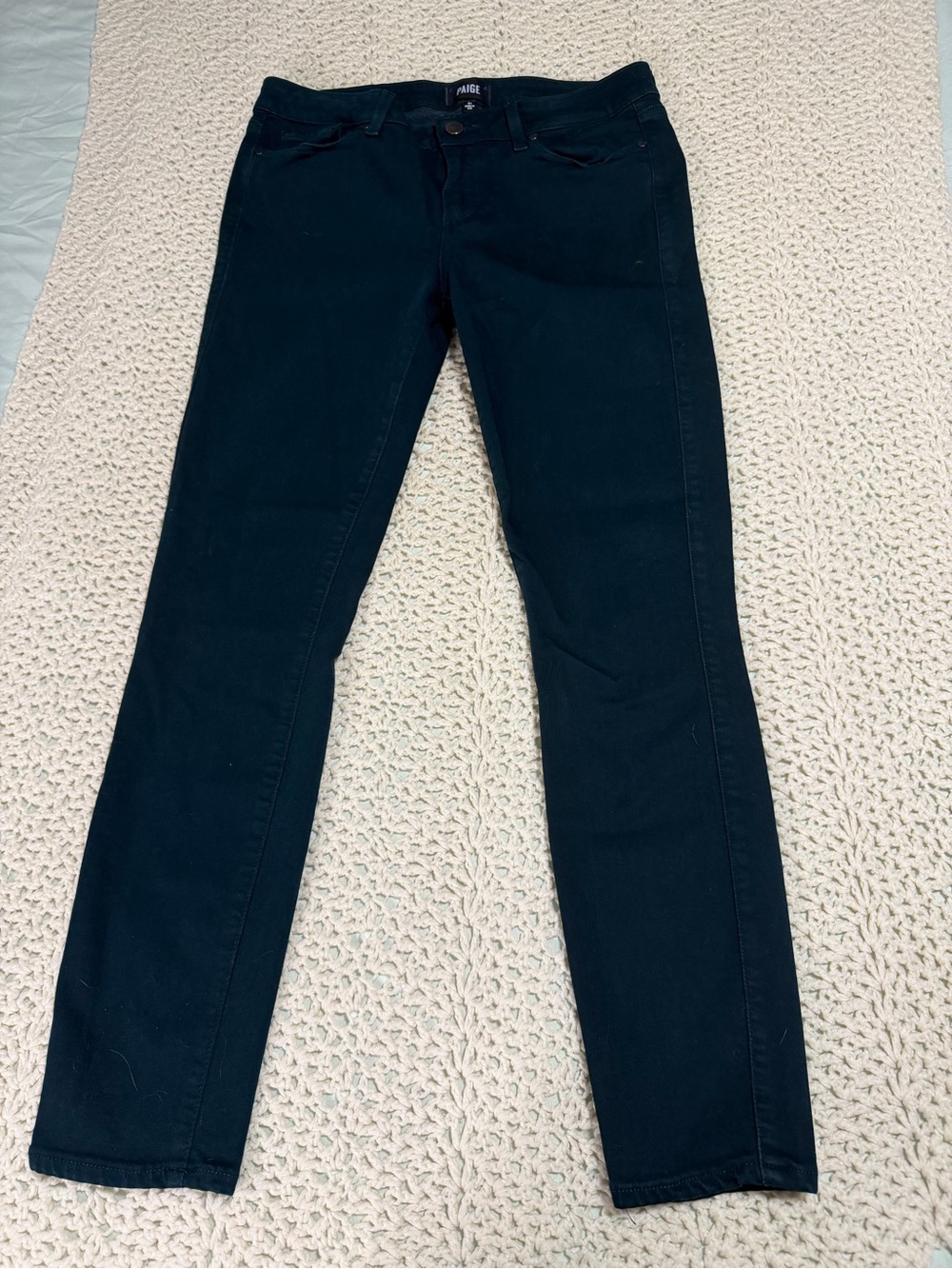 PAIGE dark green Skinny Jeans — Clean Five-Pocket Style